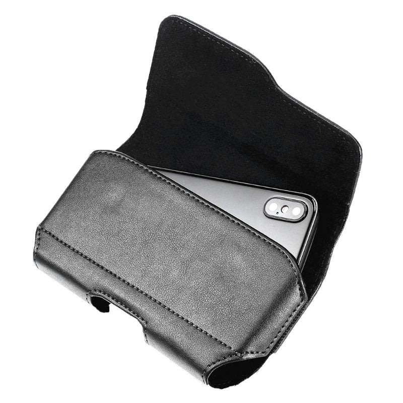 Horizontal Leather Belt Case Holster Pouch Sleeve Phone Holder for Men Travel Outdoor