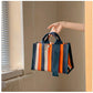 Rainbow Striped Shoulder Bag Canvas Small Tote Women Square Shape Shoulder Messenger Bags Casual Handbag Travel Mommy Handbags