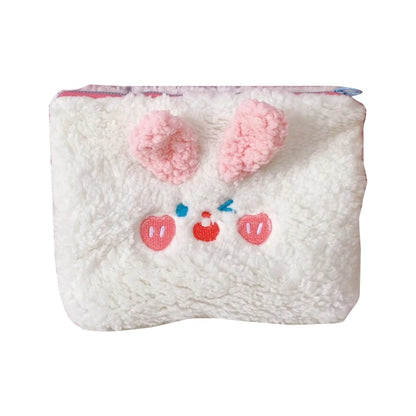 Cute Cosmetic Case for Women Bear Rabbit Ears Pluch Makeup Toiletry Pouch Girls Travel Large Storage Bag