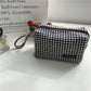 Ins Houndstooth Cosmetic Bag Fashion Literary Zipper Letter Lable Small Storage Bag Female Girls Camvas Pencil Case Makeup Bags