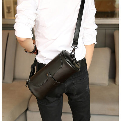 GUMST Brand Hot Sale Bucket Men Bags Vintage Small Shoulder Bag Pu Leather Mens Messenger Bag Cylinder Men&#39;s Crossbody Bags Male