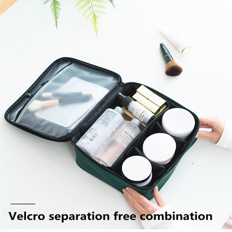 Women PU Leather Cosmetic Bag Waterproof Makeup Cases Toilet Wash Storage Pouch Travel Beauty Vanity Organizer Make Up Box