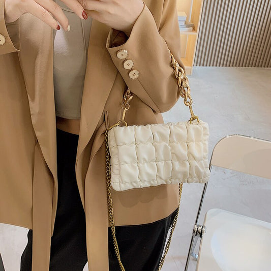 Fashion Women&#39;s Handbag And Purse Gold Chain Evening Bag Simple Cossbady Bag For Women Classic Brand Messenger Shoulder Bag