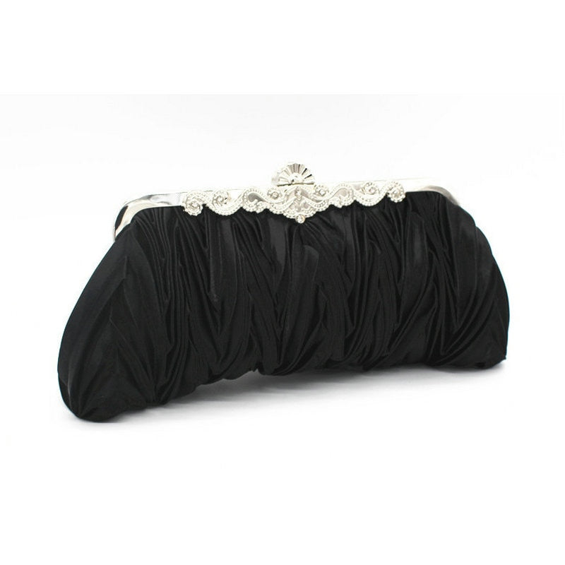 Women Lady Satin Crystal Bridal Handbag Clutch Party Wedding Purse Evening Bag  Fashion Envelope Wallet Bag