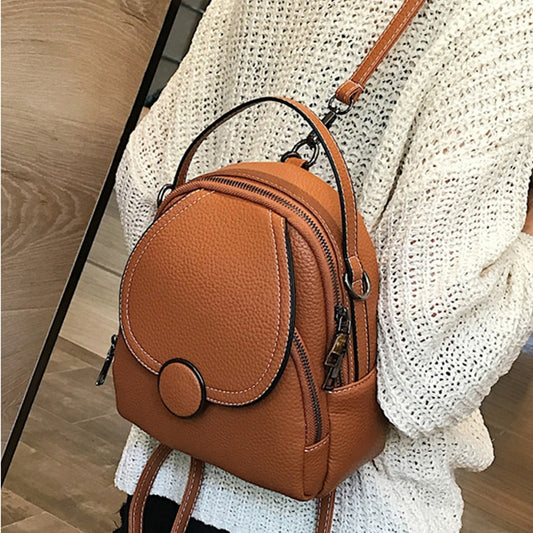 New Designer Fashion Women Leather Backpack Mini Soft Touch Multi-Function Small Backpack Female Ladies Shoulder Bag Girl Purse