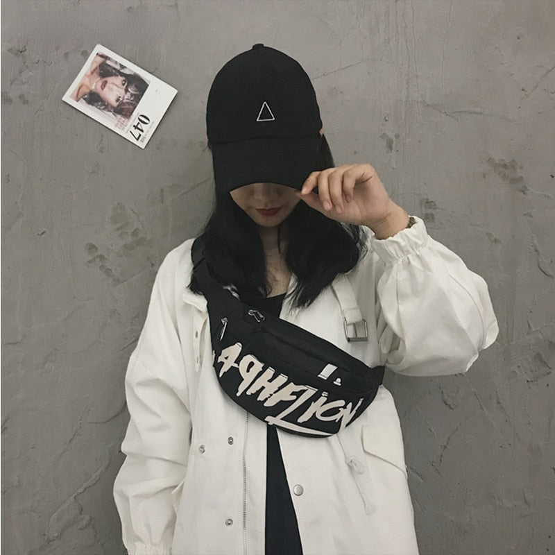 100% Brand New Letter Fanny Packs Hip-Hop Belt Bag Harajuku Shoulder Female Sling Chest Pocket Fashion Pocket Women Waist Bag