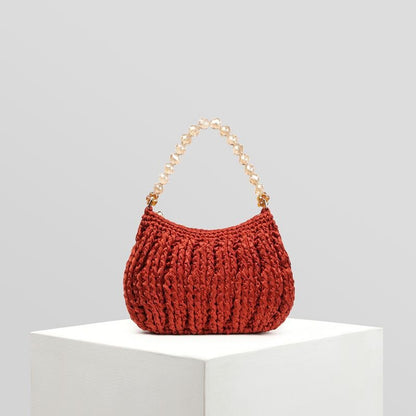 Multicolor Hand Knitted Beaded Single Shoulder Underarm Handbag Women&#39;s Customized Bag