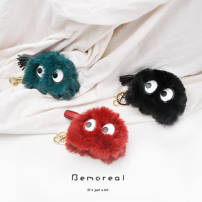 Bemoreal Mini Wallet Women Faux Fur Big Eyes Coin Bag With Zipper Fashion Small Purse Female Tassel Sweet Key Wallets