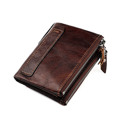 Women&#39;s Wallet Short Fashion Men&#39;s Wallet Leather Wallet Double Zipper Bag Changing Multifunctional Wallet