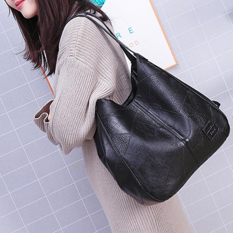 Vintage Handbag For Women Soft PU Leather Shoulder Bag Large Capacity Luxury Lady Purse Fashion Brand Shoulder Bag Shopping Bag