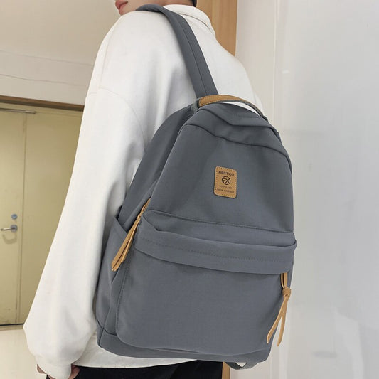 Unisex Solid Color Kawaii College Backpack Trendy Girl Cute Nylon Portable Travel Bag Cool Men Bookbag Fashion Women Schoolbag