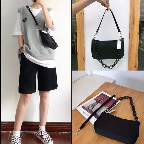 Shoulder Bags Solid Chain Fashion Women Handbags Baguette Crossbody Bag Zipper Female All-match Underarm Simple Elegant Leisure