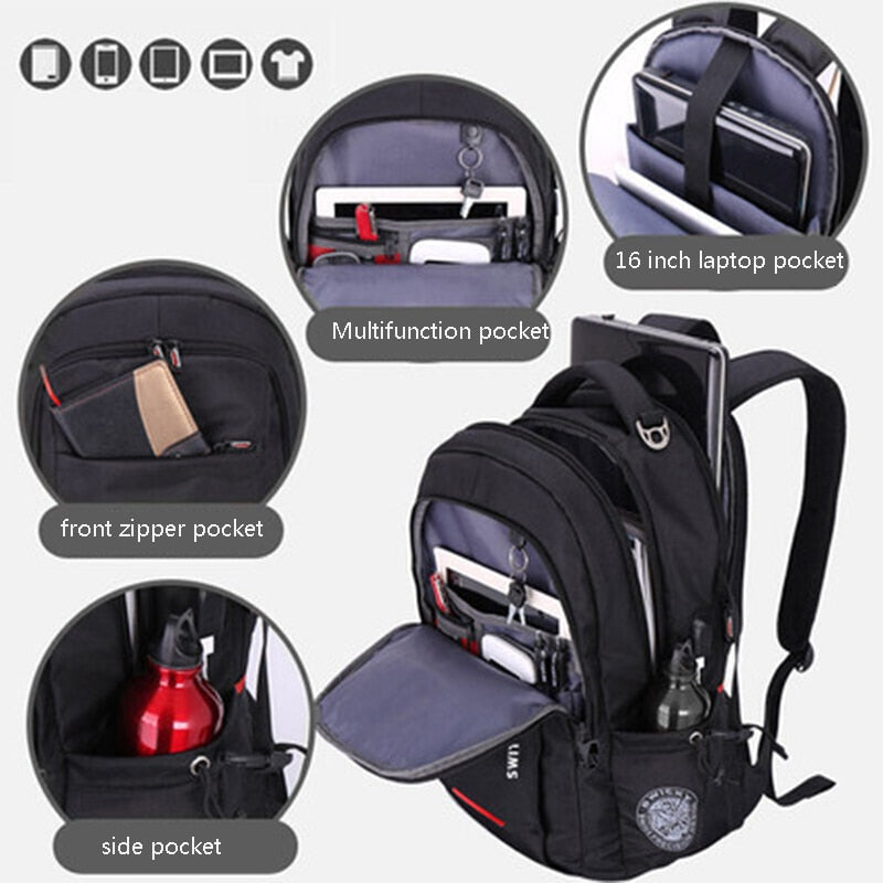 Travel 16 inch Laptop mochila swiss Backpack USB Charging Anti-Theft Business Luggage Daypack for Men Women College School Bag