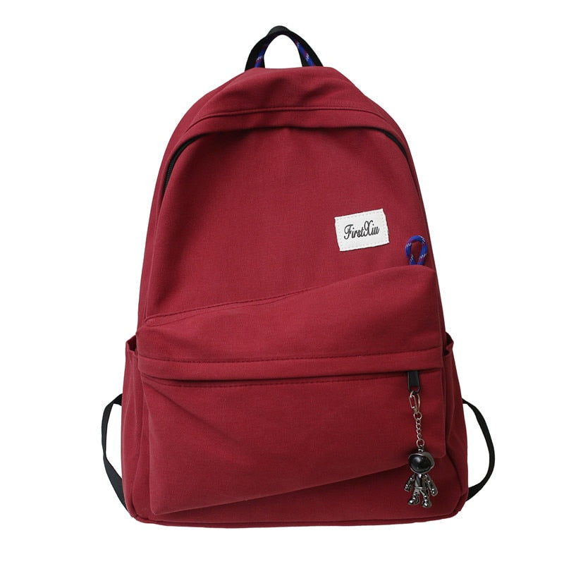 Fashion Solid Color Canvas Backpack Men Black Laptop Backpacks Teenage Girls School Bag College Women Bookbag Unisex Rucksack