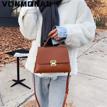 Vintage Tote Bag Winter New Quality PU Leather Women&#39;s Designer Handbag Purses Luxury Designer Mini Shoulder Messenger Bag