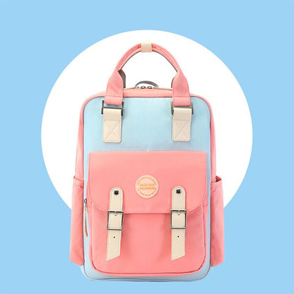 Anreisha women school backpack girls waterproof laptop backpack canvas Pink Patchwork school backpacks bags for teenage girls