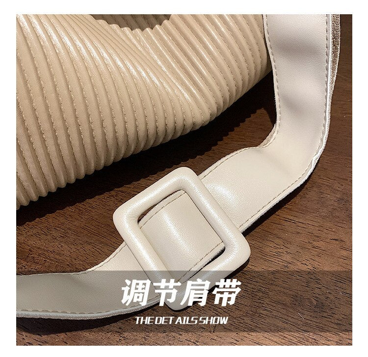 PU Leather Women Designer Handbags Girls Shopper Purse Fashion Casual Solid Color Stripe Pleated Quilted Bag Crossbody Bags