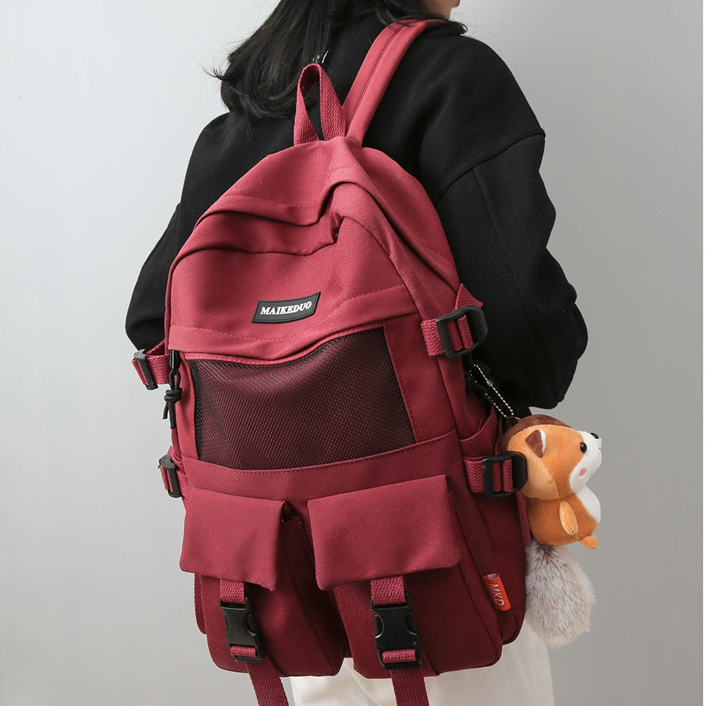 College Mesh Ladies Backpack Waterproof Female Fashion School Bag Laptop Student Girl Backpack Nylon Men Women Net Bag Book Male