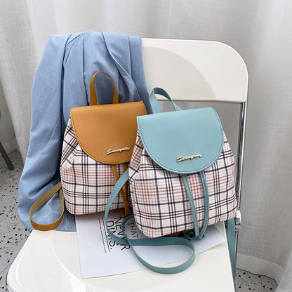 Mini Backpack Crossbody Bag For Teenage Girl Plaid Women Shoulder Phone Purse Korean Style New Trendy Female