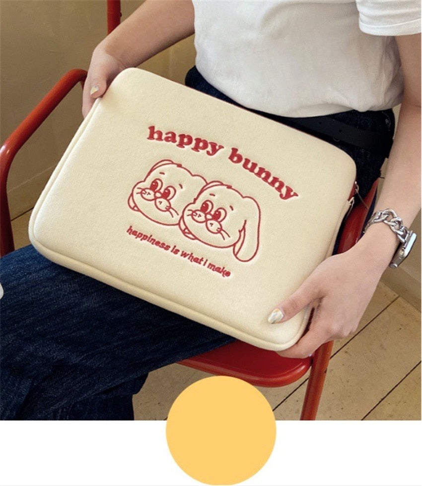 13 inch Laptop Sleeve Bag For Korean Ins Rabbit Mac Ipad Pro 9.7 10.5 11 14.5 15 inch Tablet Inner Case Bunnty Bag Mini Pad 5