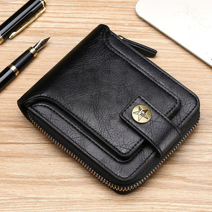 Men&#39;s Wallets Genuine Leather Wallets New Folding Zipper Wallets Coin Wallets Business Card Bags Vintage Superior Quality