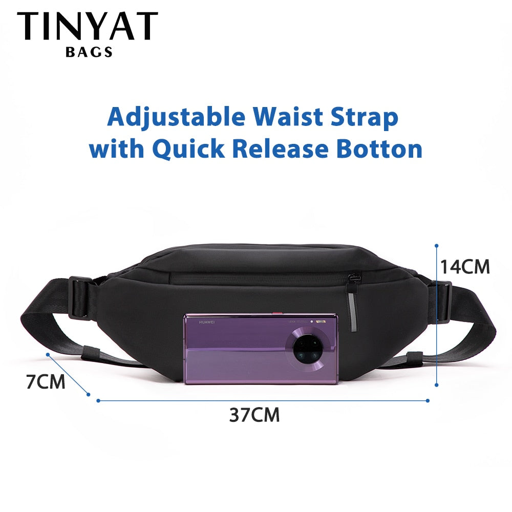 TINYAT Men &#39;s Chest Bag Anti-thef New Multifunction PU Waist Bag for Sports Male Waterproof Outside Fanny Bag pack Shoulder Bag