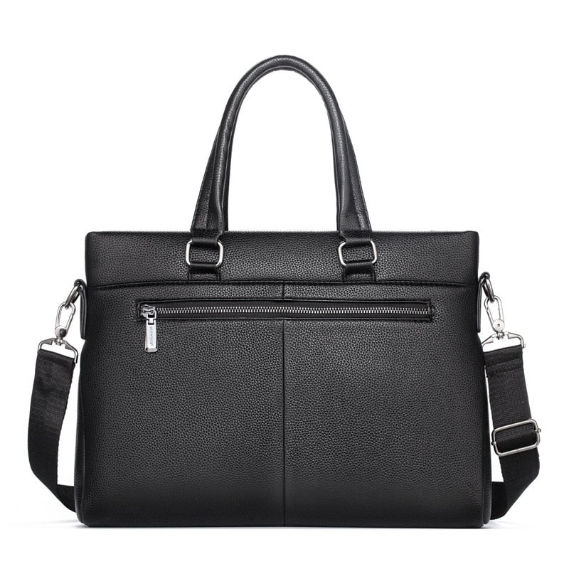 Weysfor Men Leather Black Briefcase Business Handbag Messenger Bags with Wallet Male Vintage Shoulder Bag Big Laptop Travel Bags