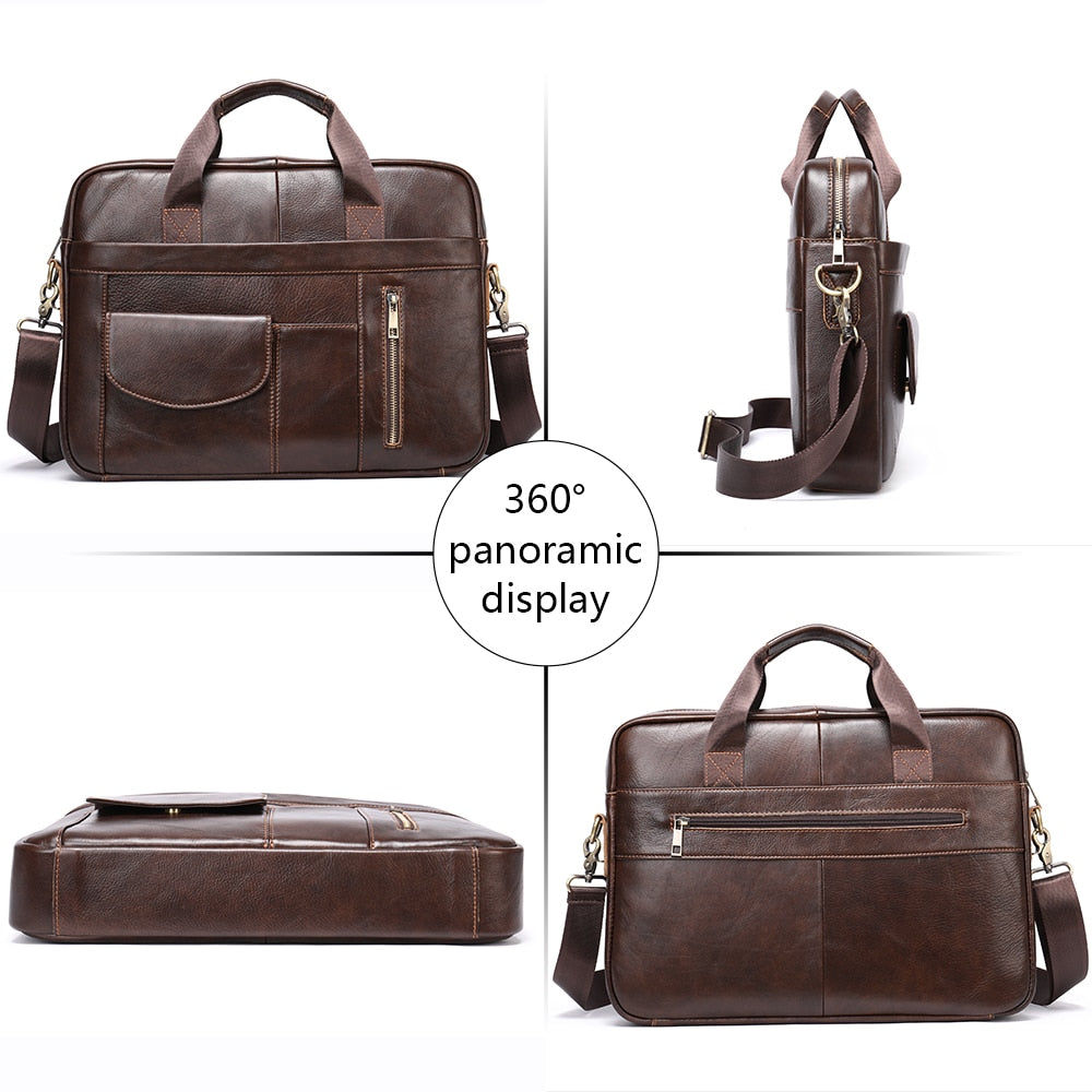 WESTAL Men&#39;s Leather Bags Men Leather Laptop Bag for Document Briefcase for Teens Zip Men&#39;s Business Bag Tote Messenger Bags Man