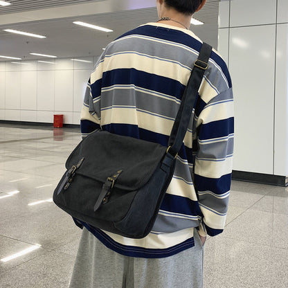 Crossbody Bags Canvas Large Capacity Mens Casual Handbags Shoulder Messenger Bag Leisure Package Vintage Retro Ulzzang Chic New