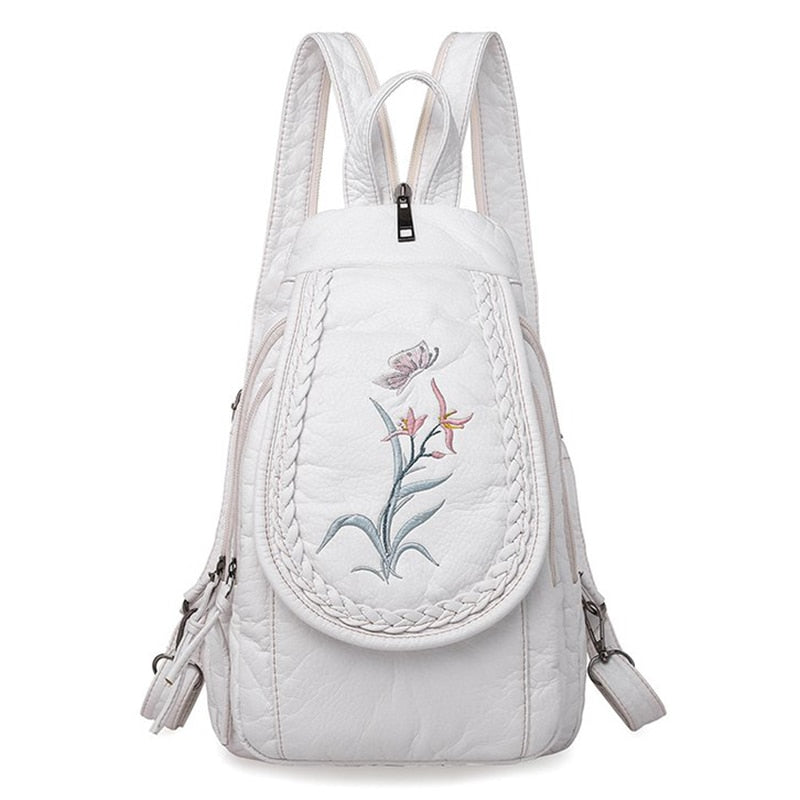 High Quality Backpack for Women New White Leather Backpack School Bag for Teenage Girls Female Travel Backpack Mochila