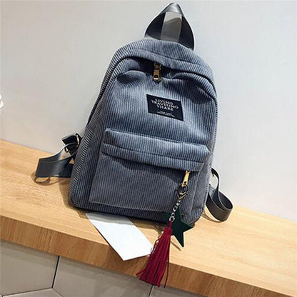 Fashion Woman Mini Simple Corduroy Backpacks Campus Style Knapsack Capacity Double Shoulder Bag School Corduroy Backpack