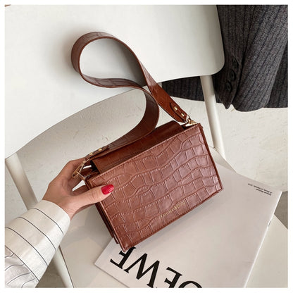 Fashion Trend Women Bag PU Single Shoulder Bag Pure Color Inclined Shoulder Bag Large Capacity Square Package