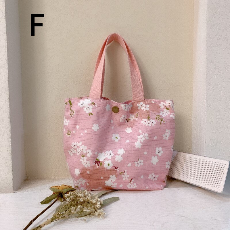 Fresh Canvas Bag Women&#39;s Hand Bag Cotton Linen Cloth Art Mummy Bag Handbag Mini Flower Bag Double Sided