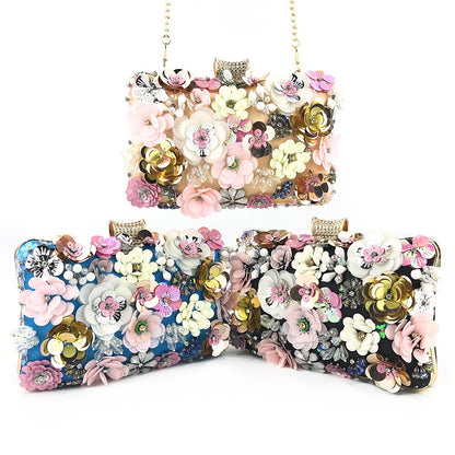 Boutique De FGG Elegant Women Flower Clutch Evening Bags Wedding Purses Bridal Handbags Party Dinner Bag