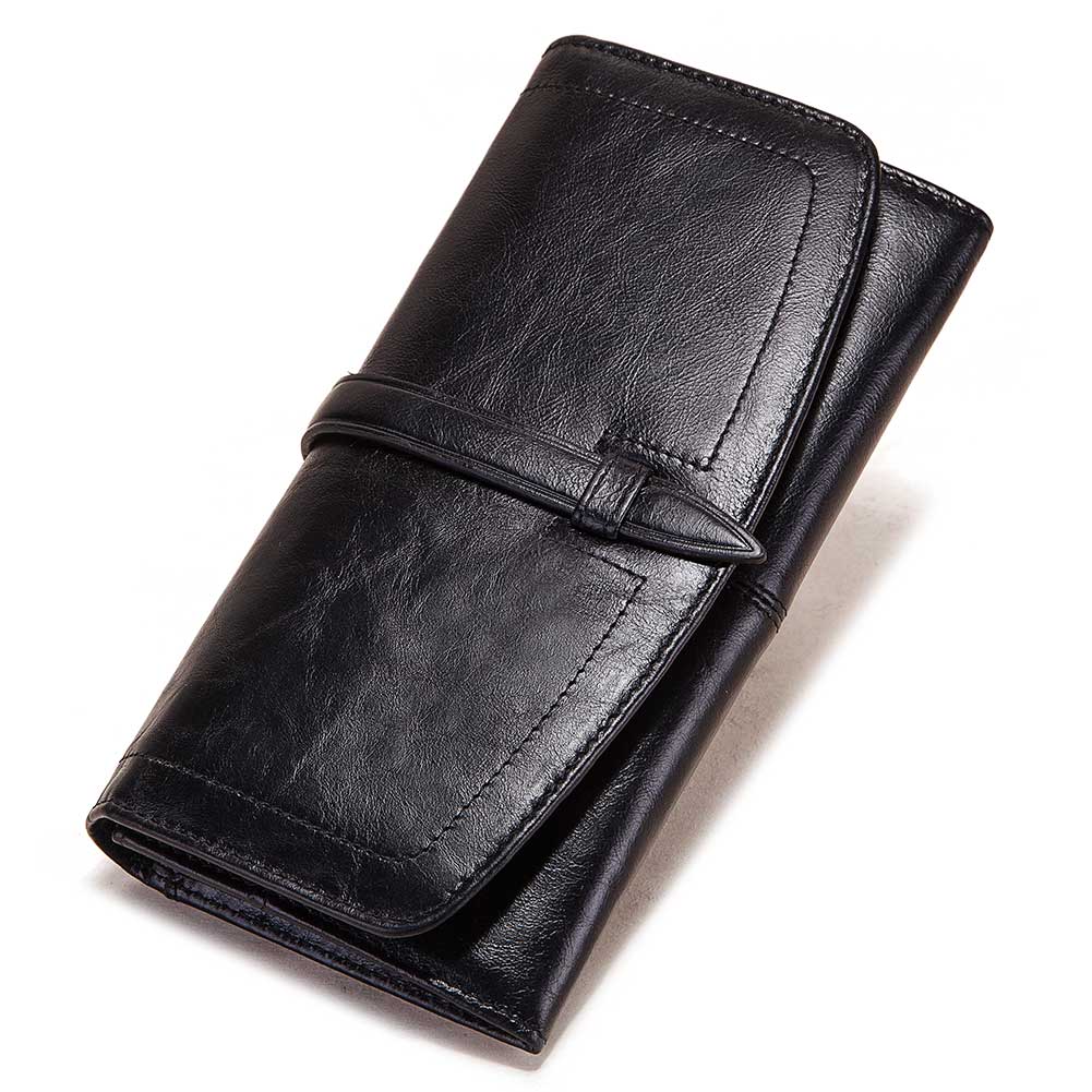 KAVIS Women Wallets Black Fashion Brand Leather Purse Ladies Card Bag For Girls New Clutch Women Female Purse Money Walet Long
