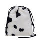 Fashion Cow Milk Leopard Printed Plush Crossbody Bags for Women Girl Drawstring Shoulder Bucket Bags Mini Small Money Pouch