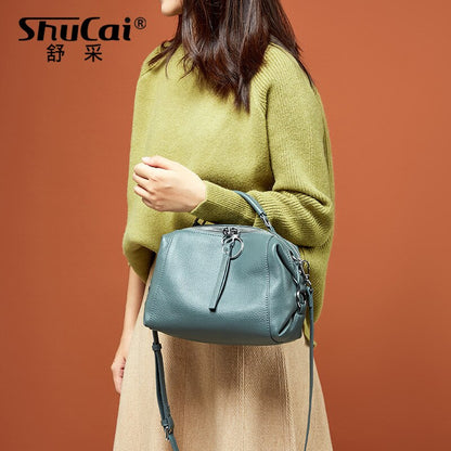 Soft Genuine Leather Handbag Elegant Fashion Tassel Female Shoulder Bag Large Capacity Simple Casual Women Crossbody Bag New