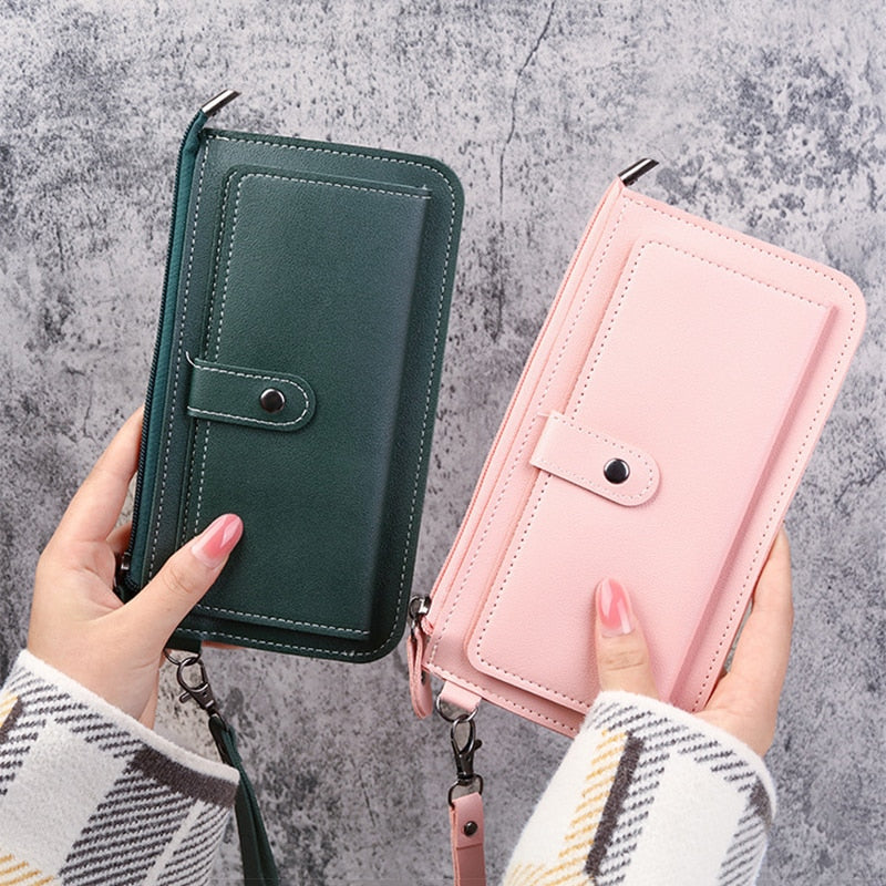 New Women&#39;s Wallet Multifunctional Fashion PU Leather Long Wallets Multi-card Position Clutch Buckle Zipper Student Wallet