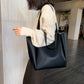 High Quality Soft Leather Woman Casual Tote Shopper Solid Color Handbags Large Capacity Single Shoulder Bag with Outer Pocket