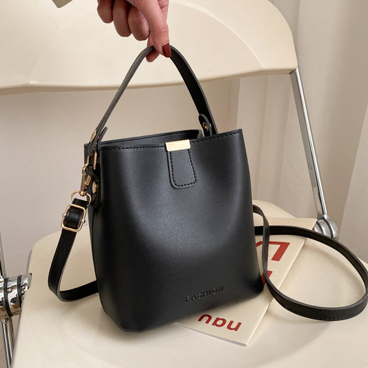 Fashion Small Bucket Bags Women Top Handle Handbags Women PU Leather Shoulder Messenger Bag Female Crossbody Lady Elegant Purse