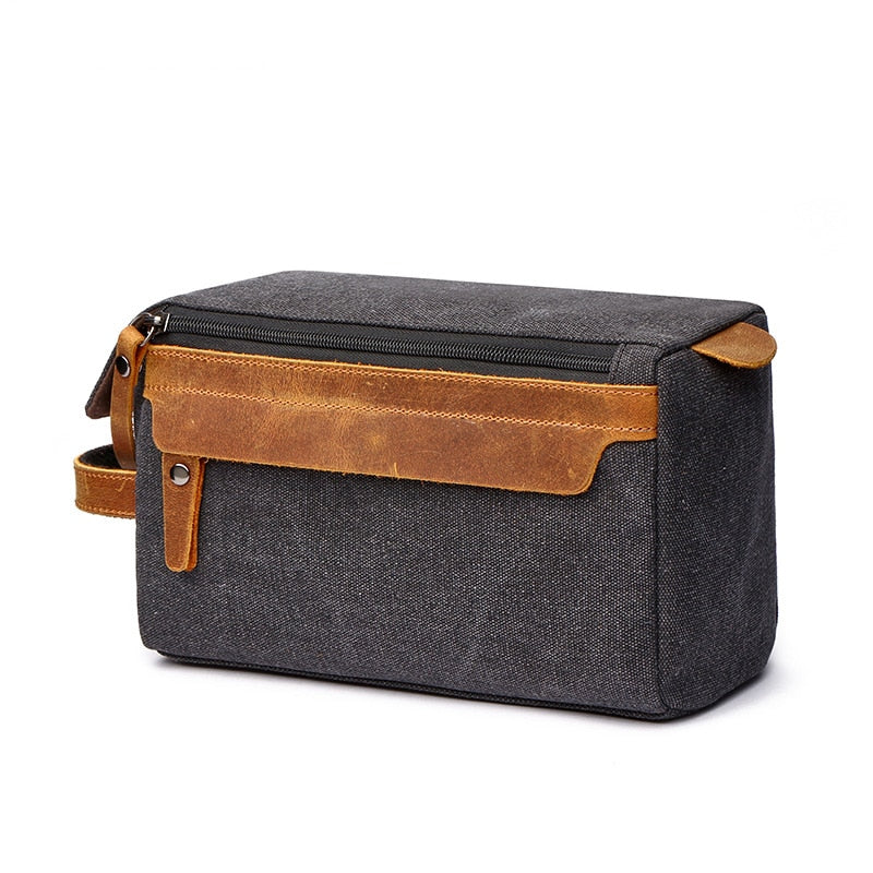 Toiletry Bag for Men Shaving Kit Bag Crazy Horse Leather Dopp Kit  Travel Shaving Bag Mens Toiletry Bag Canvas