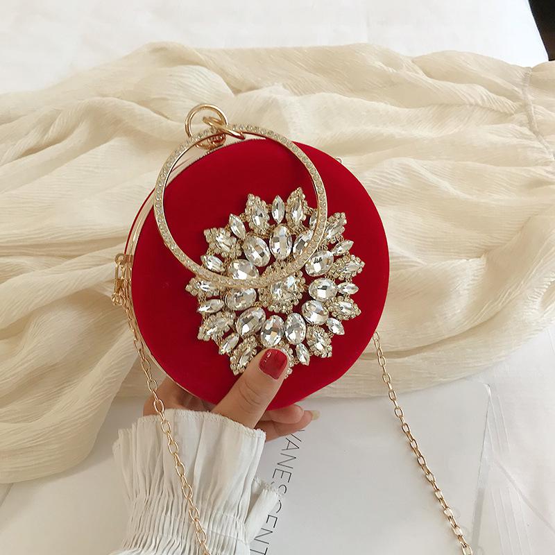 Luxury Crystal Evening Handbags Women Bags Designer Fashion Wedding Party Metal Diamond Clutch Purse Round
