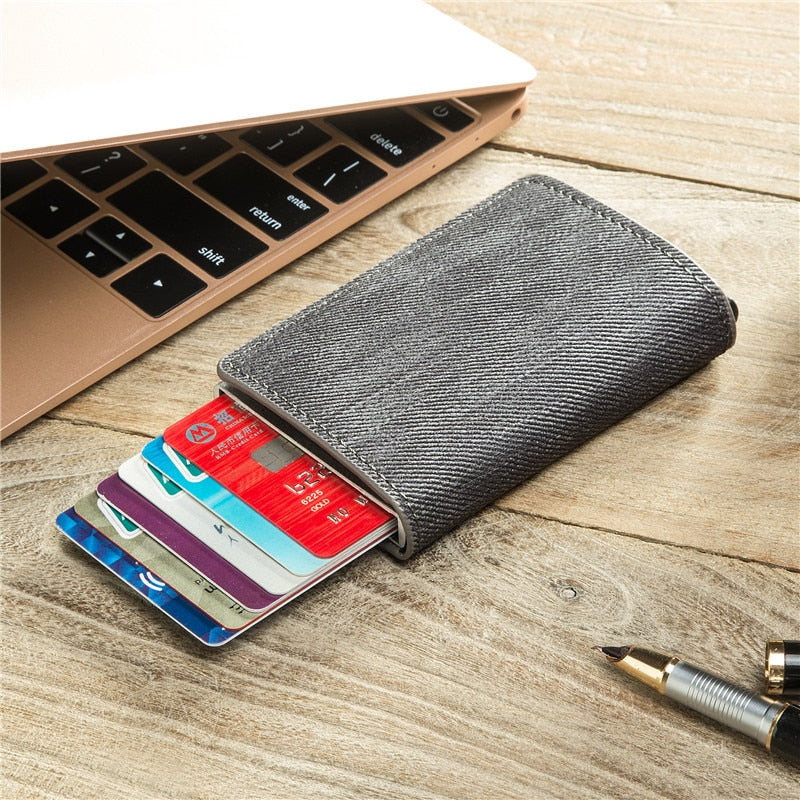 Bycobecy Pull Out Slim Wallet Women Men RFID Blocking Wallet  Business Credit Card Holder Purse Pocket Wallet RFID Protection