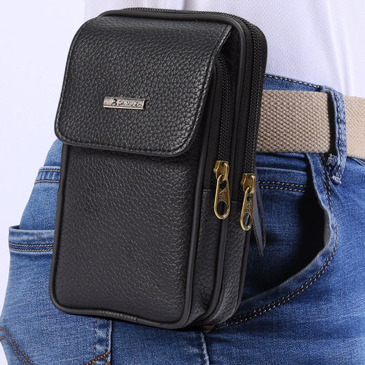 PU Leather Men Small Waist Bag Solid Color Bum Belt Pack Casual Fanny Business Waist Bag Men Travel Sports Belt Bum Phone Pouch