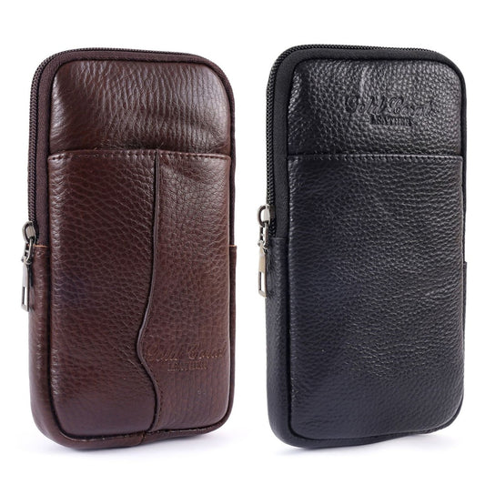 Men Vintage Pure Color Cowhide Small Waist Packs Wallet Fashion Mobile Phone Bag Mini Fanny Pack Wallet Belt Pouch Coin Purse