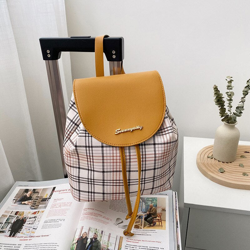 Mini Backpack Crossbody Bag For Teenage Girl Plaid Women Shoulder Phone Purse Korean Style New Trendy Female