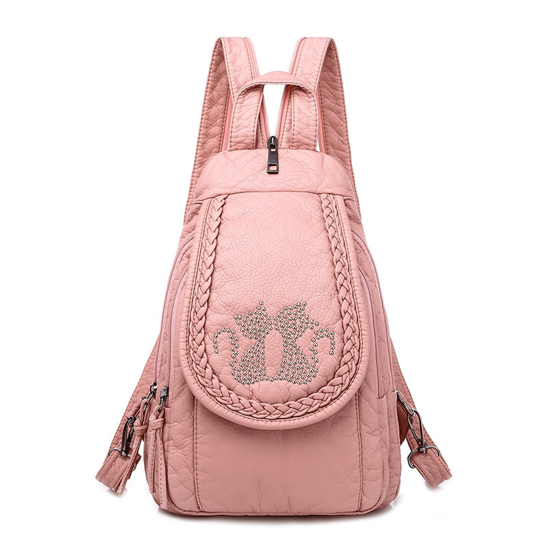 High Quality Backpack for Women New White Leather Backpack School Bag for Teenage Girls Female Travel Backpack Mochila