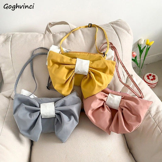 Big Bow Cute Shoulder Bags Women Underarm Sweet All-match Teenagers Street Chic Light Weight Fashion 5 Colors Hot Sale Japan Ins