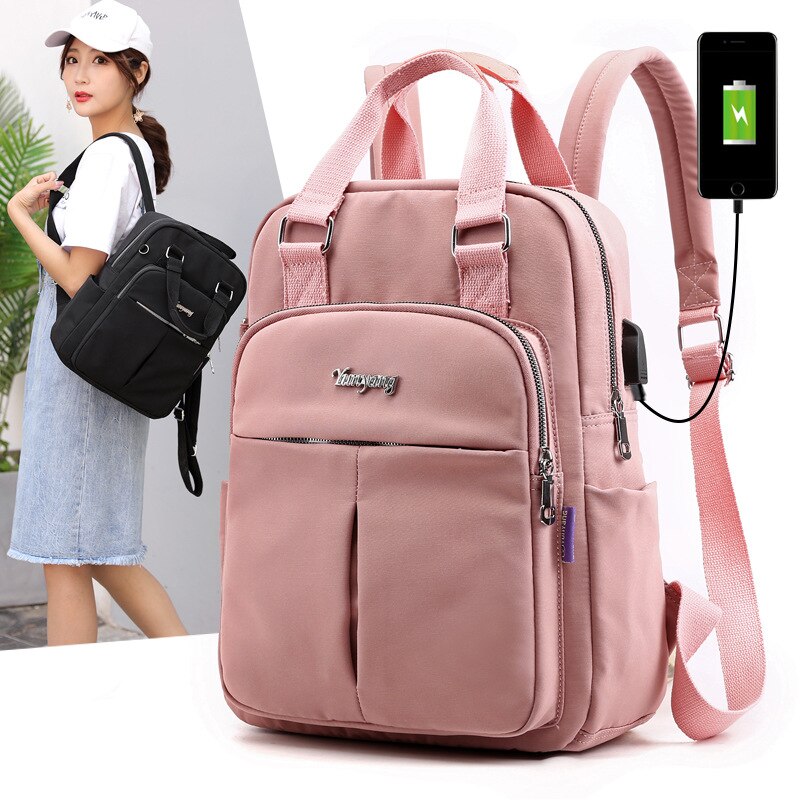 New Fashion Backpacks Women High Quality Large Capacity Backpack Laptop USB Charging Travel Bags for School Girls Mochilas Cow