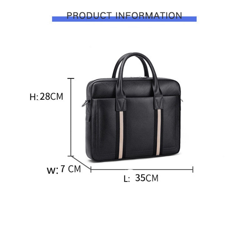 Scione Japanese and Korean Trendy Striped Briefcase Men&#39;s New Handbag Business Leather Bag Horizontal Large Capacity Bag